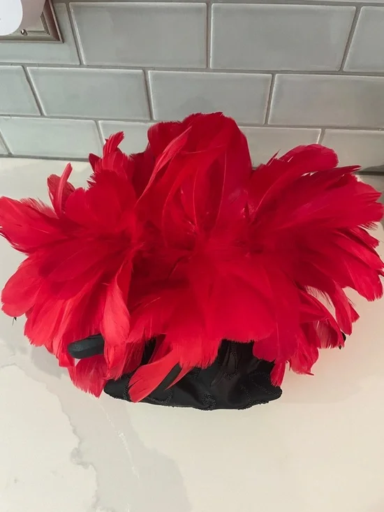 Red Feathered Cocktail Purse - Picture 1 of 8